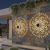 2 Pack Solar Hollow Iron Wall Light Outdoor Garden Fence Lamp