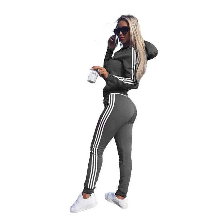 Autumn Women&#39;s Sports and Leisure Suit Sportswear Zipper Jogging Sportswear Women&#39;s Hoodie+pants Sweatshirt 2 Piece Set Autumn