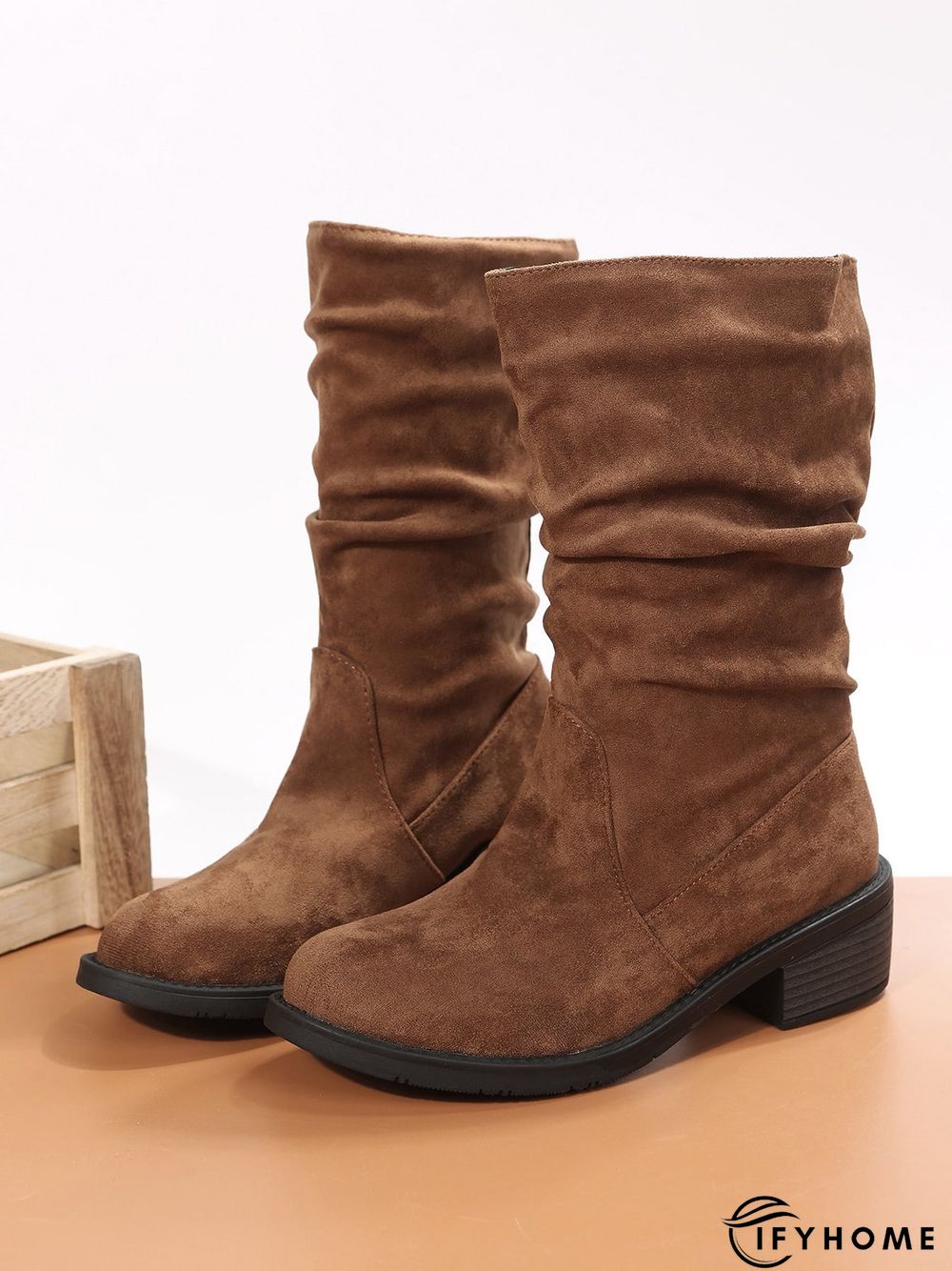 Faux Suede Slip On Slouchy Boots | IFYHOME