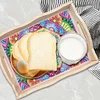 (35*24.5cm)Wooden Retro Mandala Pattern 5D DIY Diamond Painting Serving Tray with Handle Kit