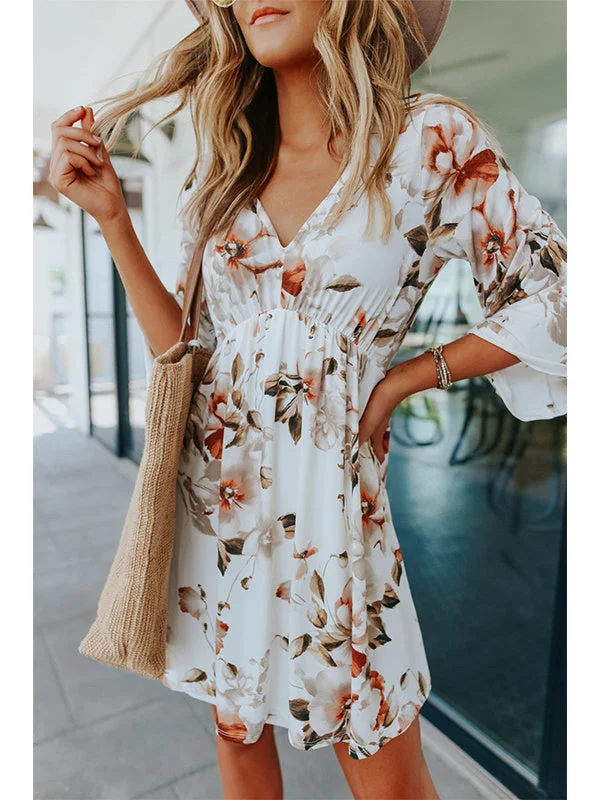 V-neck Floral Dress