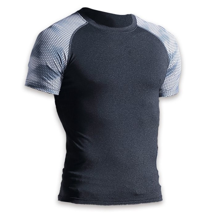 Men's Outdoor Fitness Running Breathable Elastic Short Sleeve T-Shirt