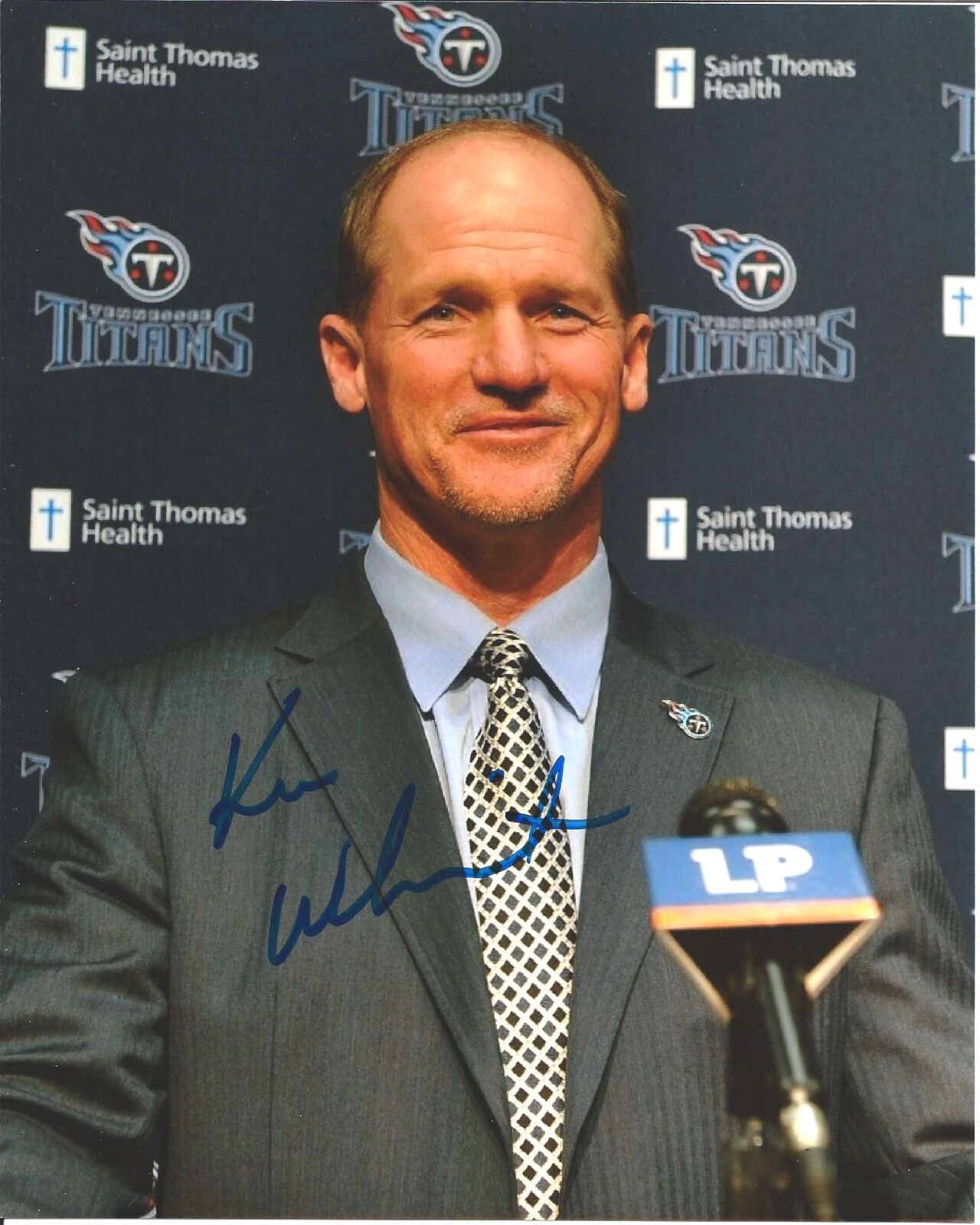 TENNESSEE TITANS KEN WHISENHUNT SIGNED HEAD COACH 8X10 Photo Poster painting W/COA A