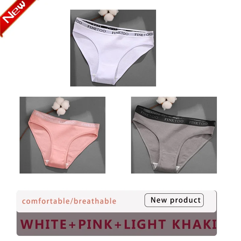 3PCS/Set Cotton Underwear For Woman Sexy Letter Panties Underpants Female M-XL Briefs Intimates Lingerie 6 Solid Color Pantys