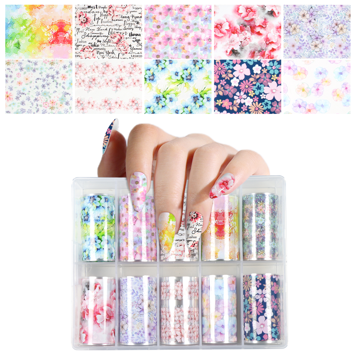 Floral Nail Transfer Foil 12 styles