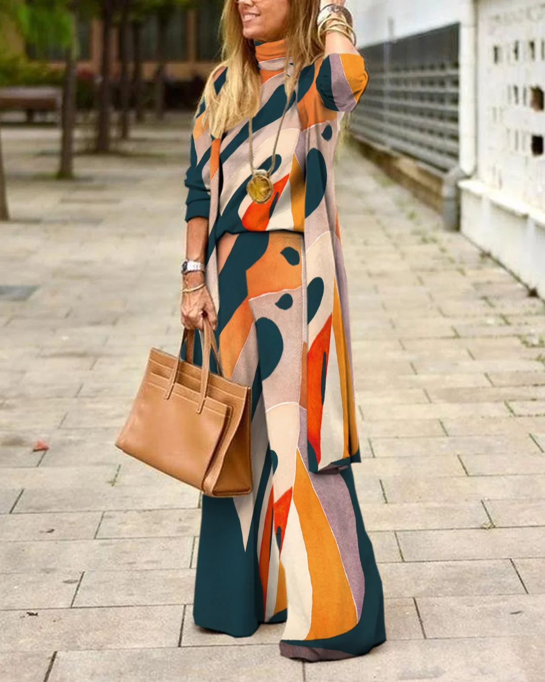 Herringbone Sweater Three-Piece Suit e78a