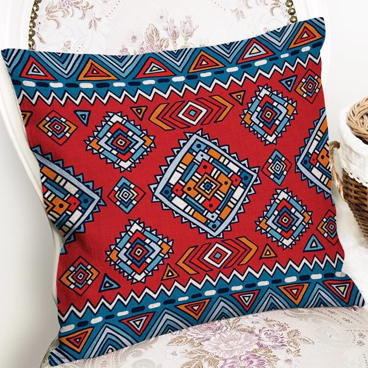 Boho Cushion Cover VillageTextil Plaid Stripes Throw Pillow 45Cmx45Cm Square Sofa And Chair Custom Printing Pillow Cover Cushion
