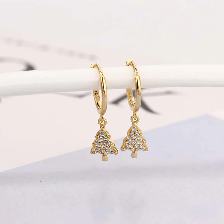 Trendy Christmas Tree Buckle Earrings