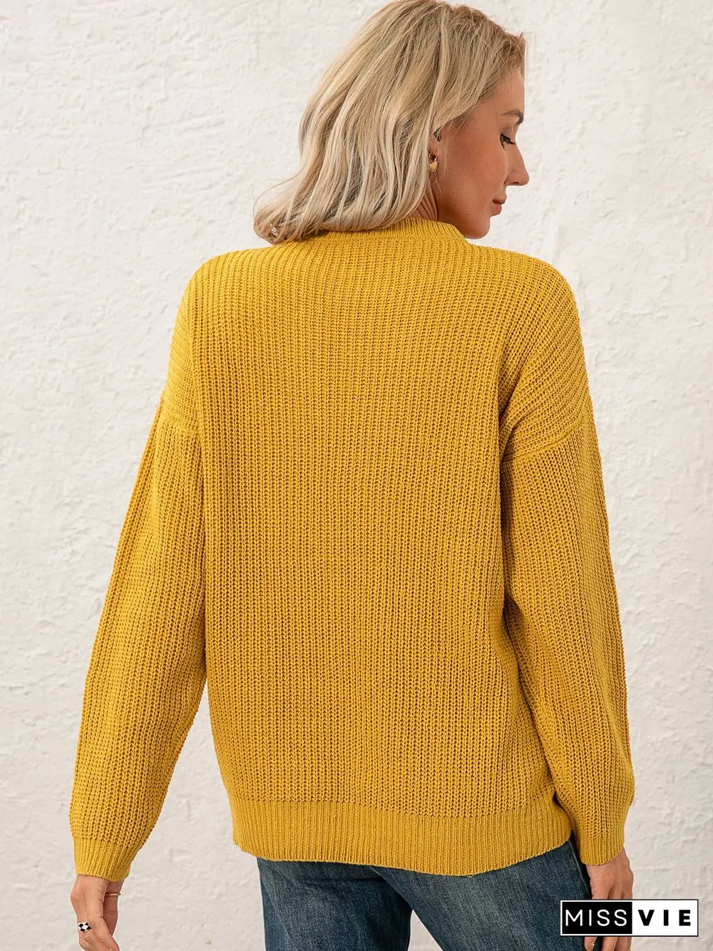 Women Sweet Mid-weight Micro-Elasticity Date Long sleeve Crew Neck Regular Sweater