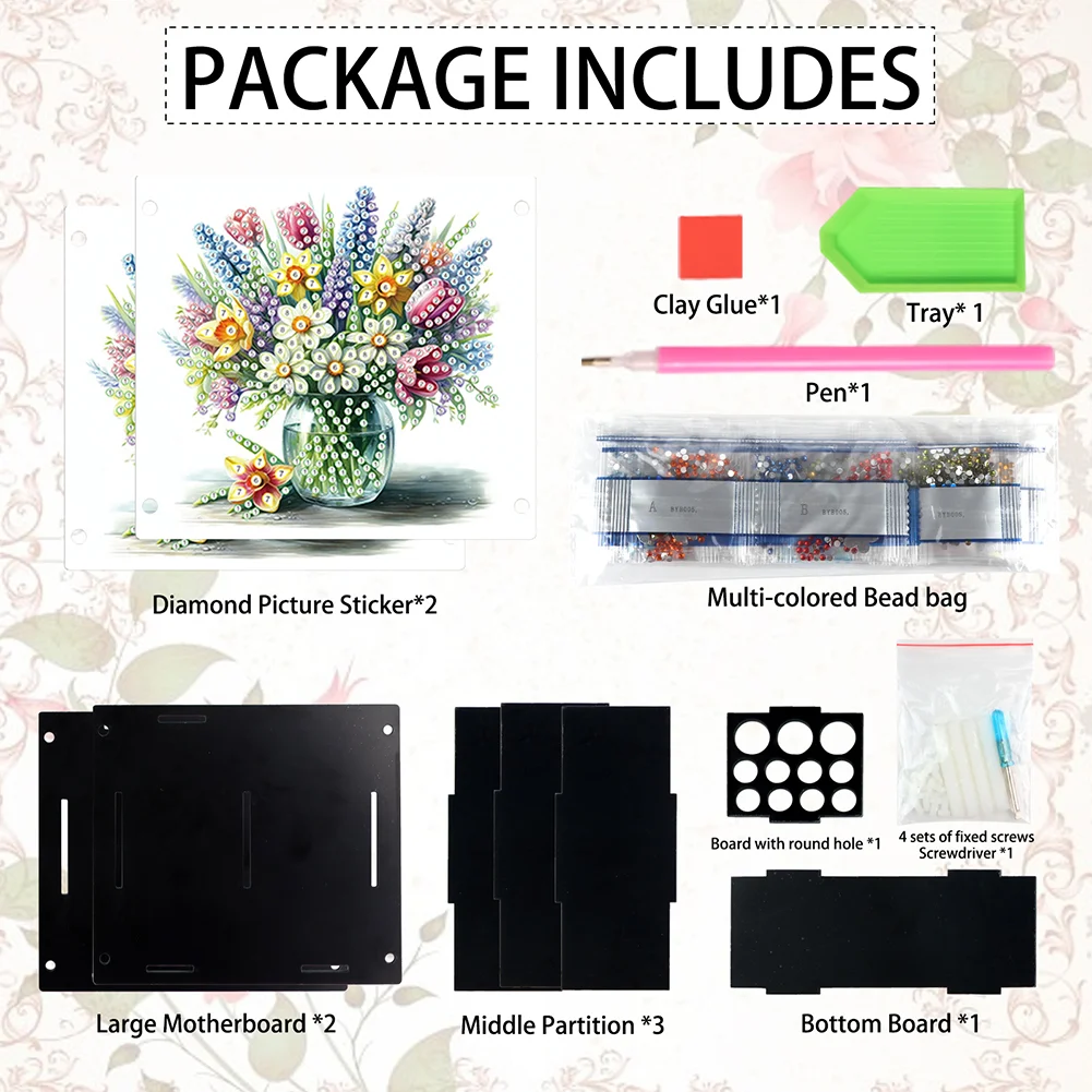 DIY Flower Special Shaped Diamond Painting Acrylic Pencil Holder Organizer