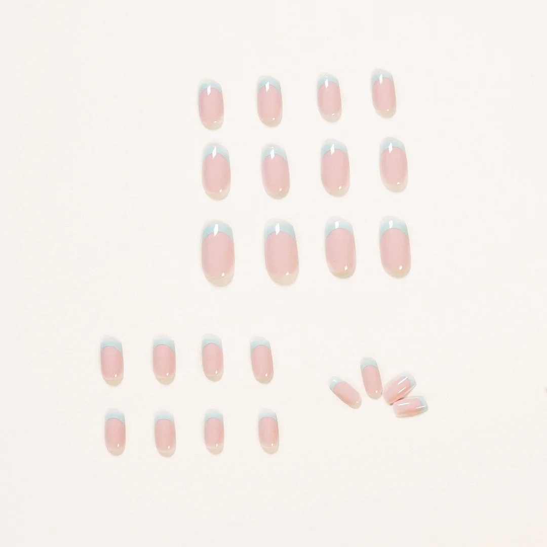 Fake Nails Mint Green French Style Full Cover Fake Nails DIY Glue Press On Nails Nail Supplies For Professionals-Nail Inspo