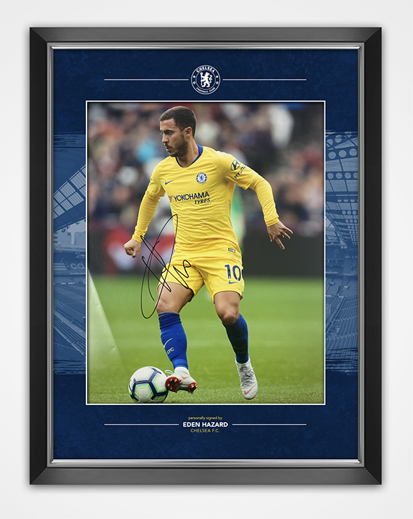 Eden Hazard SIGNED & Framed 11X14 Photo Poster painting Chelsea FC AFTAL COA