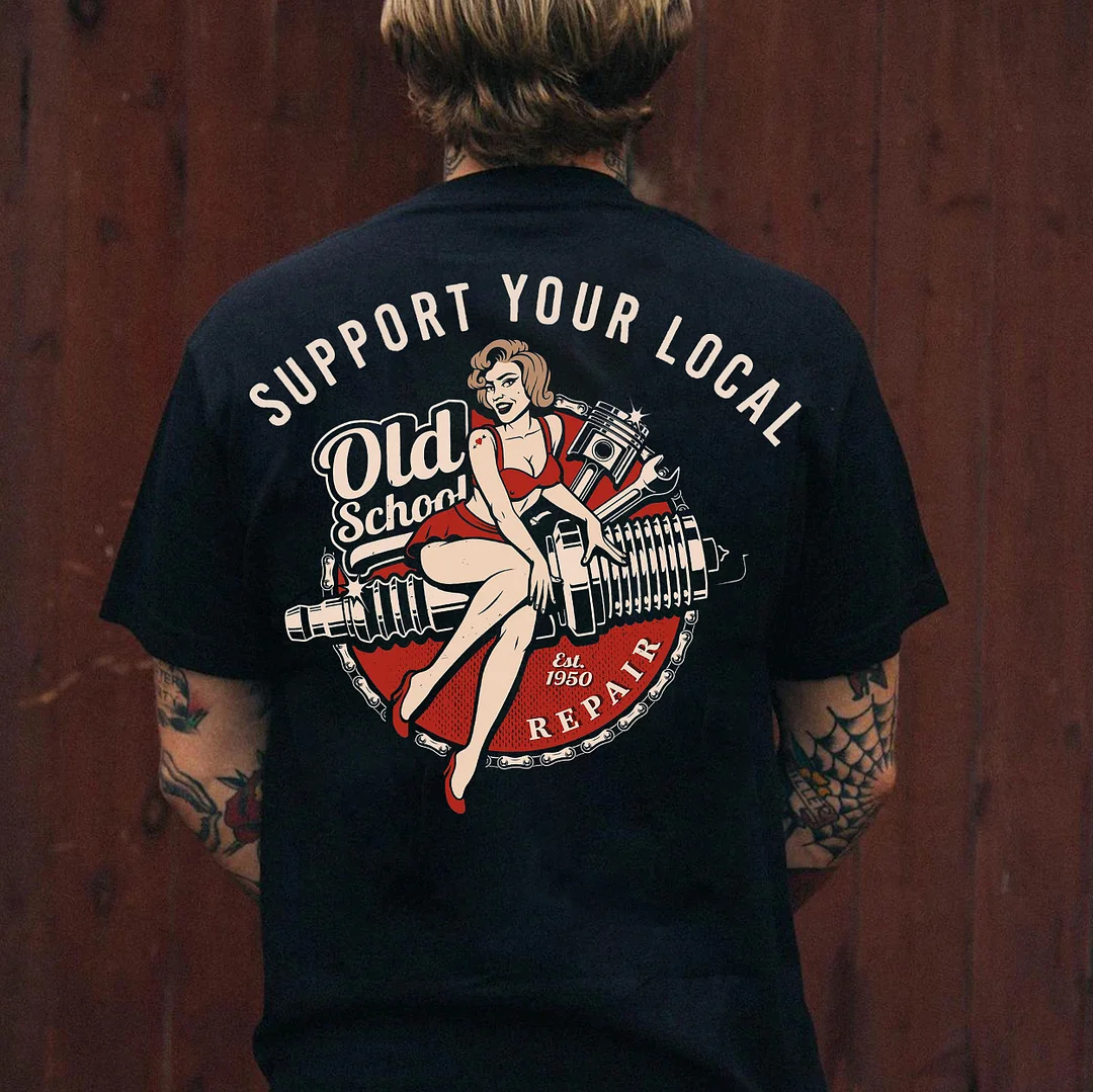 SUPPORT YOUR LOCAL OLD SCHOOL Sexy Lady Print Men's T-shirt