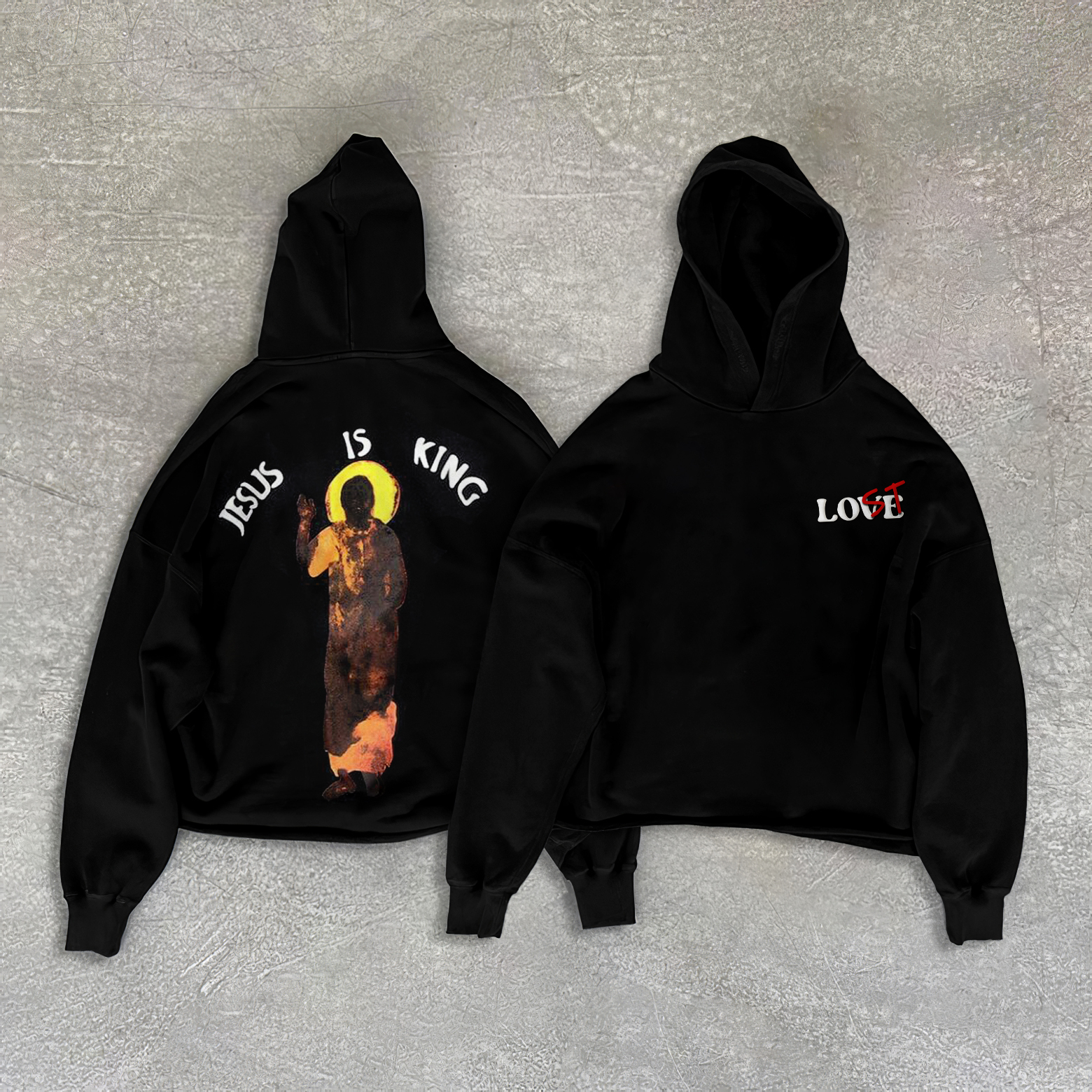 Loveciss "Jesus Is King"X"Lost” Printed Back Fleece-Lined Hoodie