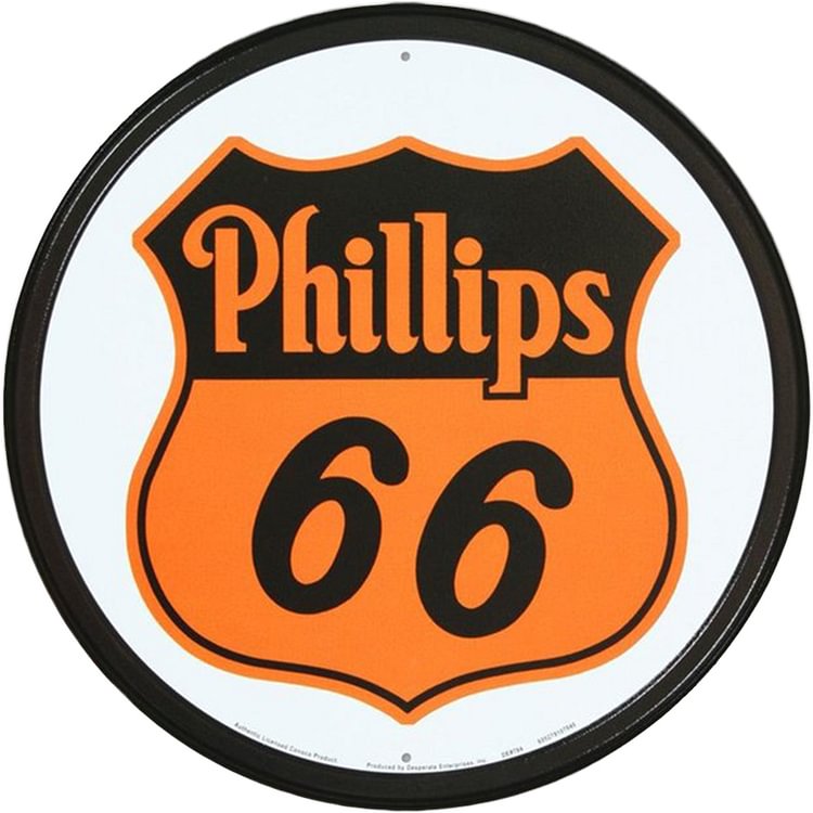 Pillips 66 - Round Vintage Tin Signs/Wooden Signs - 11.8x11.8in
