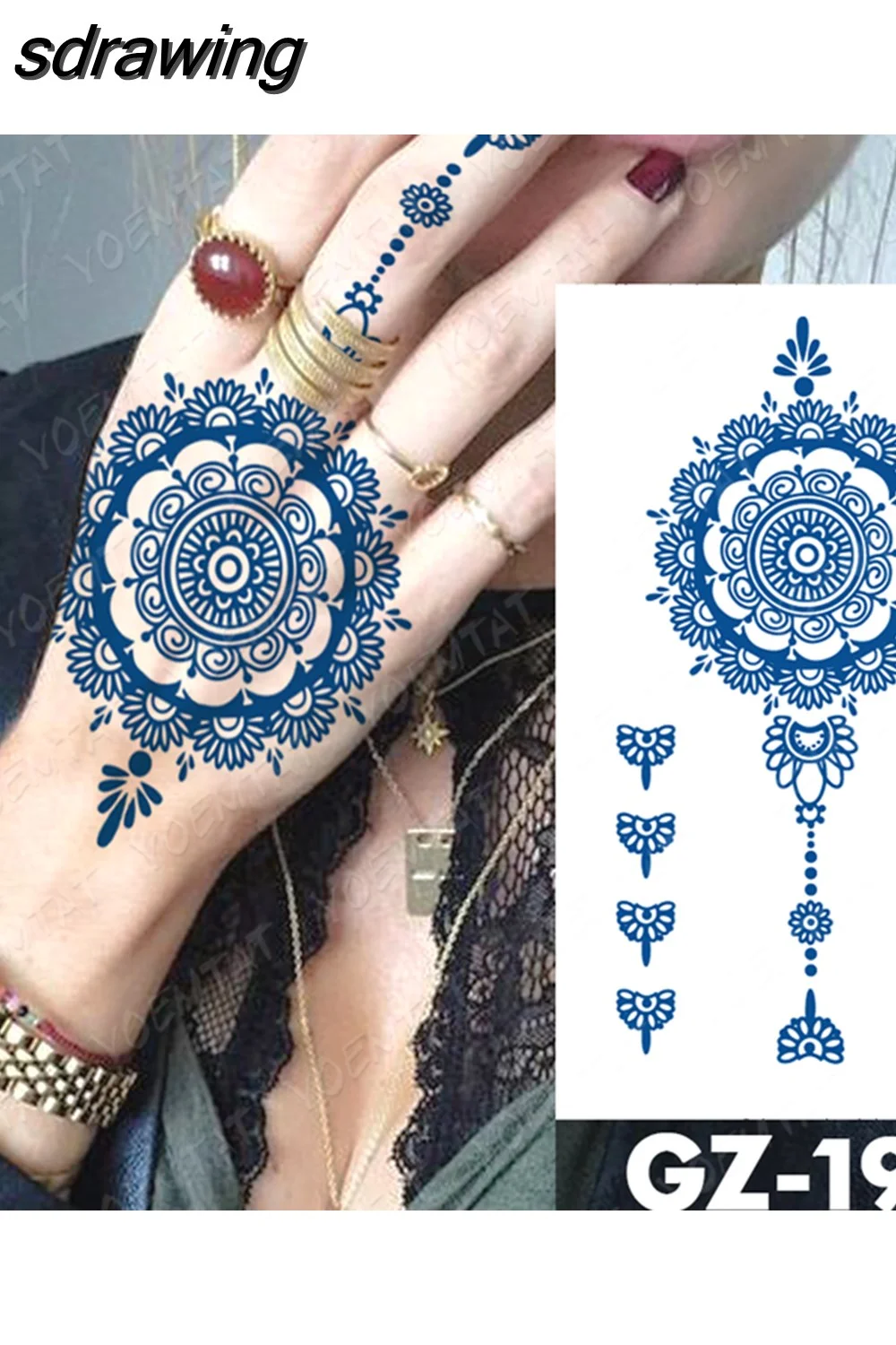 sdrawing Ink Tattoos Body Art Lasting Waterproof Temporary Tattoo Sticker Rose Flower Pearl Tatoo Arm Fake Butterfly Peony Tatto