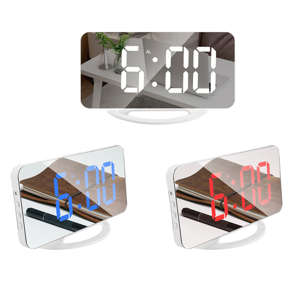 

LED Mirror Display Wake Up Clock Electronic Auto Photosensitive Alarm Clock, White, 501 Original