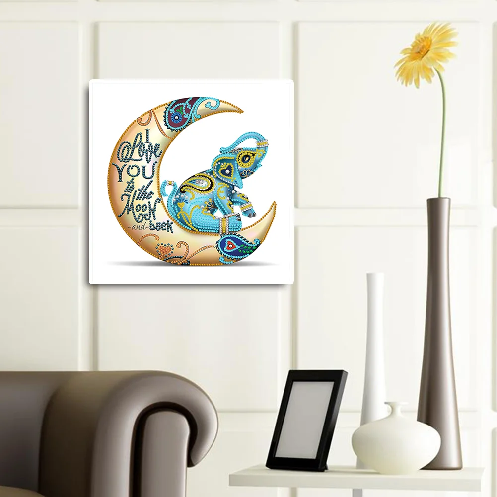 Diamond Painting - Partial Special Shaped Drill - Moon Elephant(30*30cm)