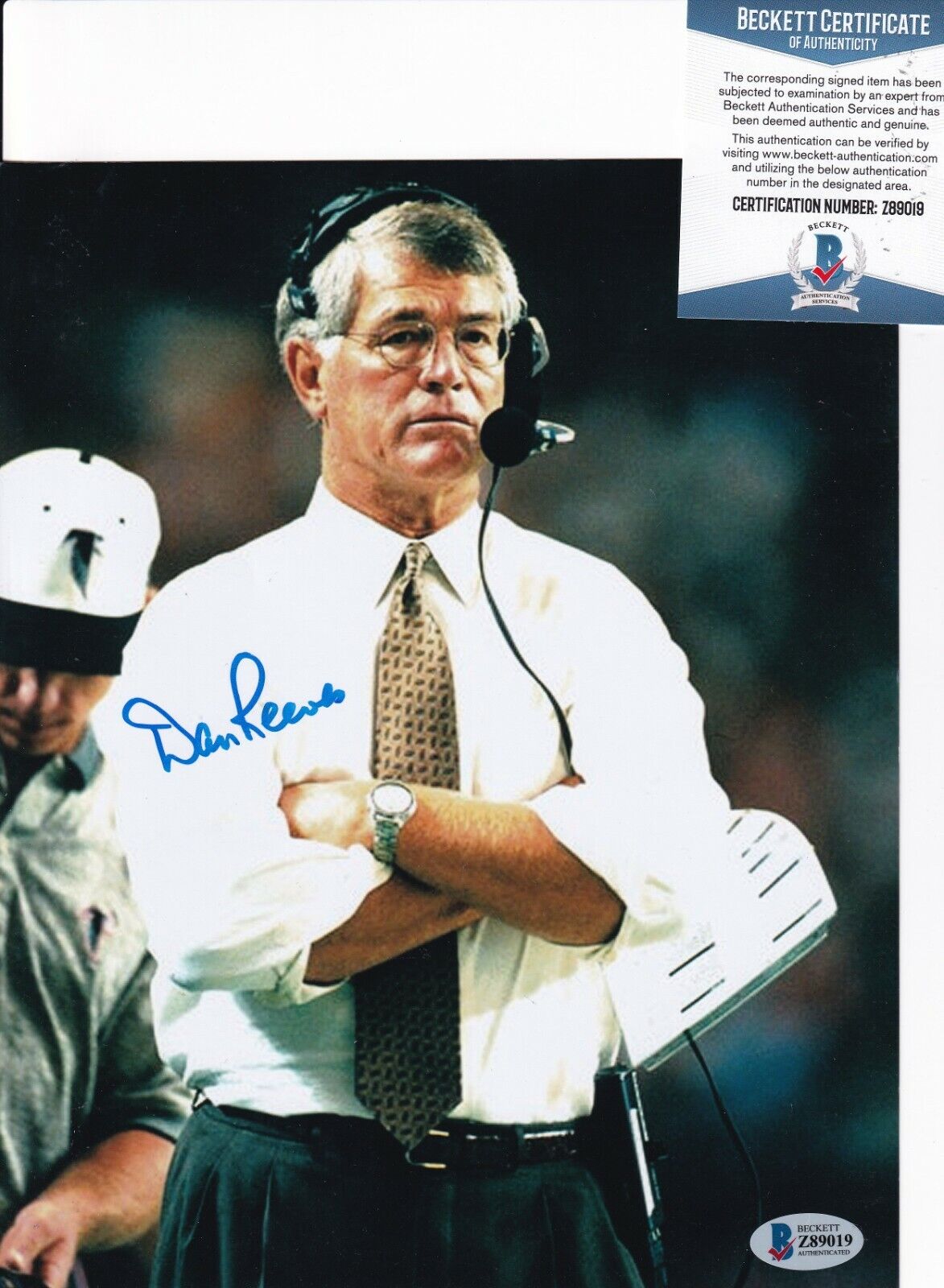 DAN REEVES signed (ATLANTA FALCONS) Football 8X10 Photo Poster painting BECKETT BAS Z89019