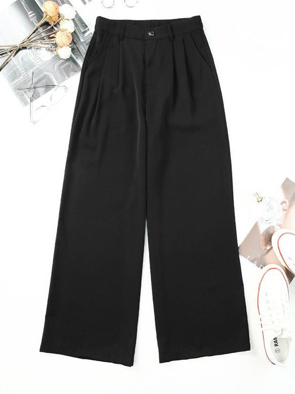 Chic High Waist Wide Leg Trousers In Various Colors - Comfortable, Slim Fit Pants For Women