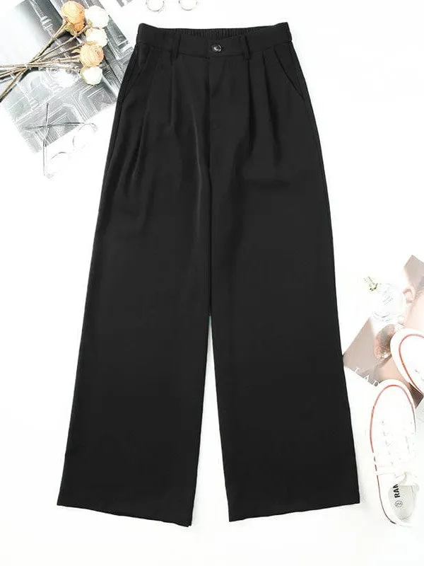 Chic High Waist Wide Leg Trousers In Various Colors - Comfortable, Slim Fit Pants For Women