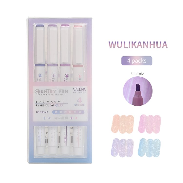 JOURNALSAY 4 Colors/Set Cute Sparkling Aesthetic Highlighter DIY Journal Drawing Art