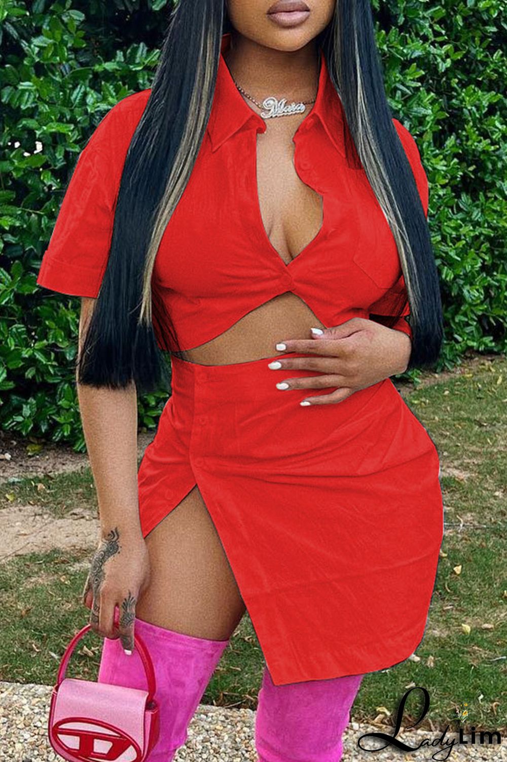 White Fashion Casual Solid Split Joint Turndown Collar Short Sleeve Two Pieces