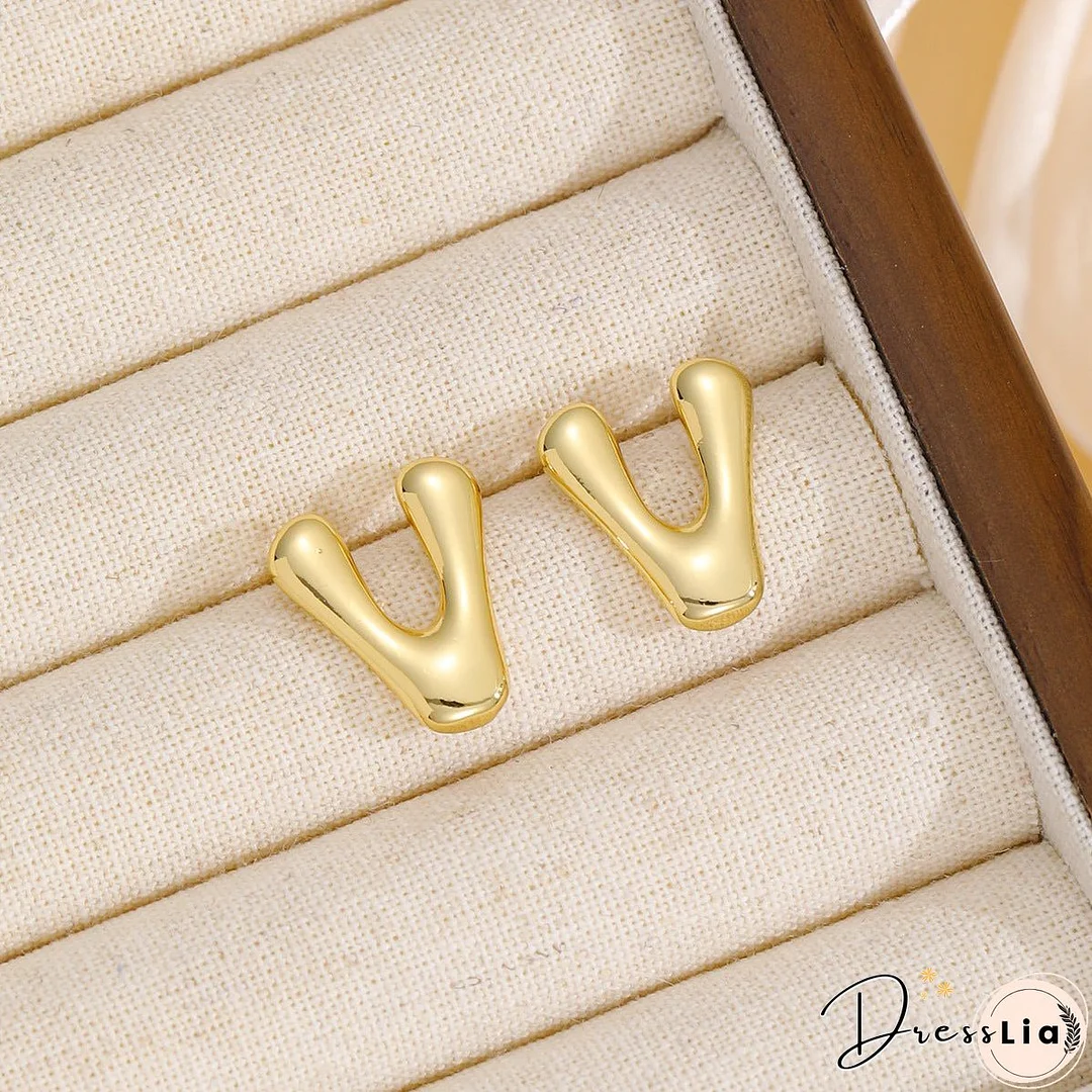 18K Gold-Plated Bubble Letter Stud Earrings