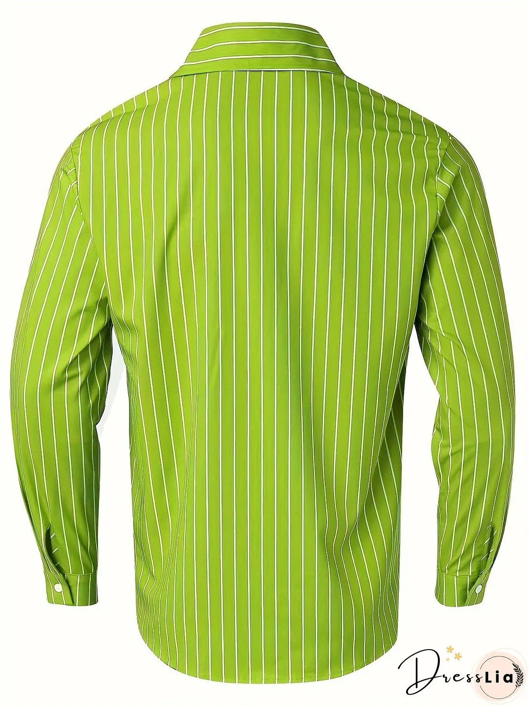 Men's Stylish Loose Fleece Stripe Pattern Shirt, Casual Breathable Lapel Button Up Long Sleeve Shirt Top For City Walk Street Hanging Outdoor Activities