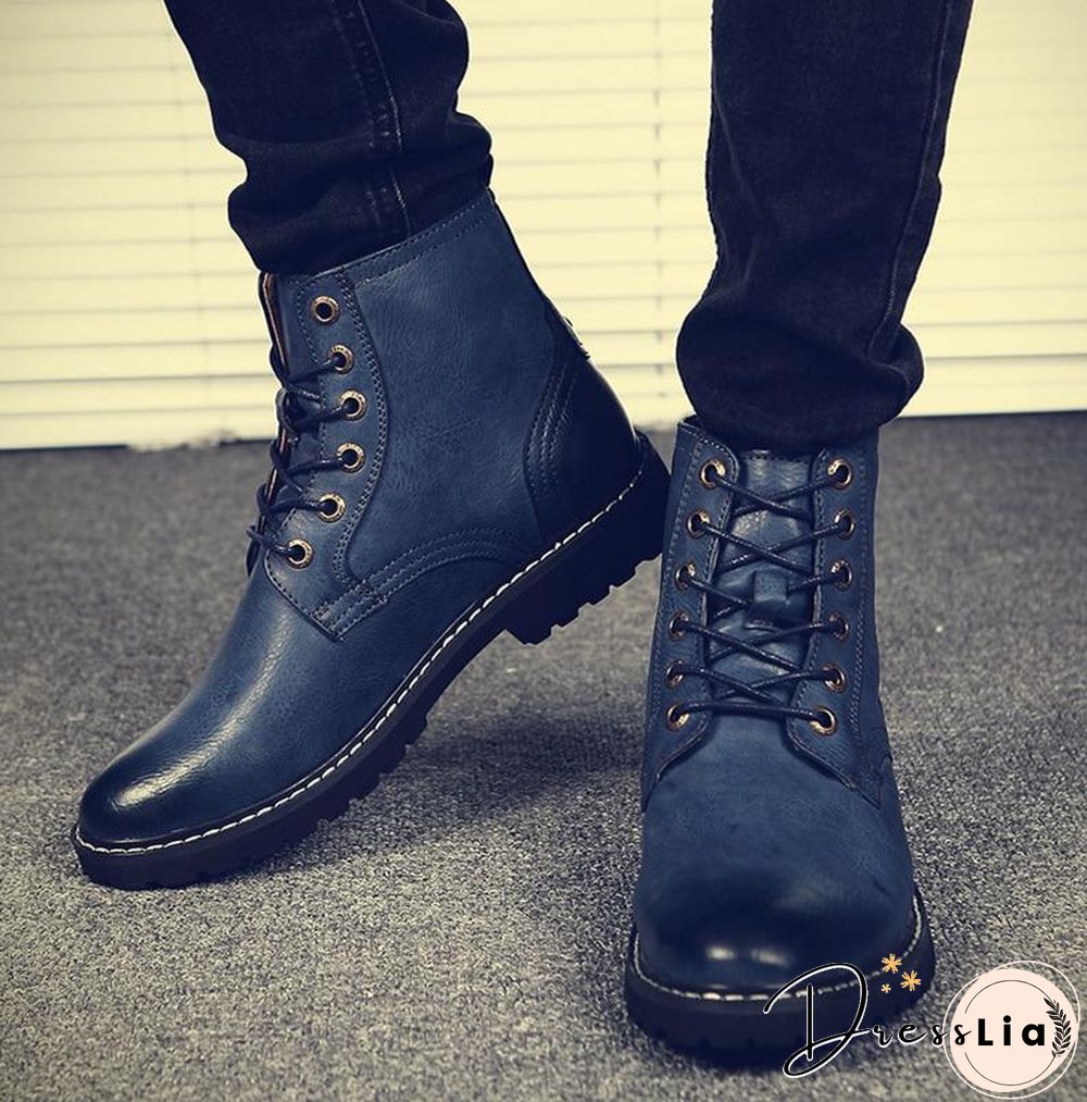 Men Genuine Leather Winter Snow Fashion Boots Pointed Toe Mid-Calf Boots For Men Ankle Non-slip Shoes