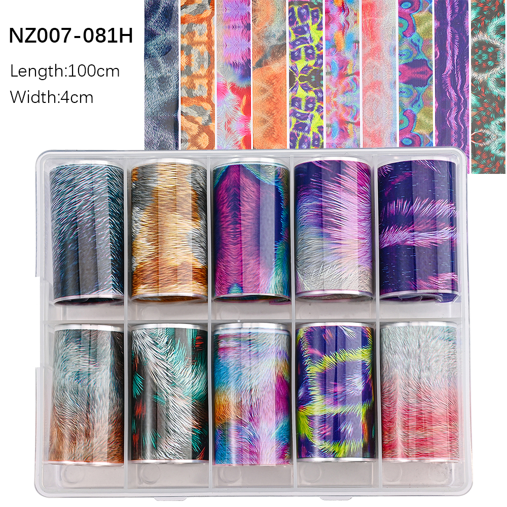 Kissbake 10pcs 4x100cm Nail Transfer Foil Paper Sticker Set Luxury Foil Nails Logo Transfer Nail Stickers Designer Fashion Nail Art Decal