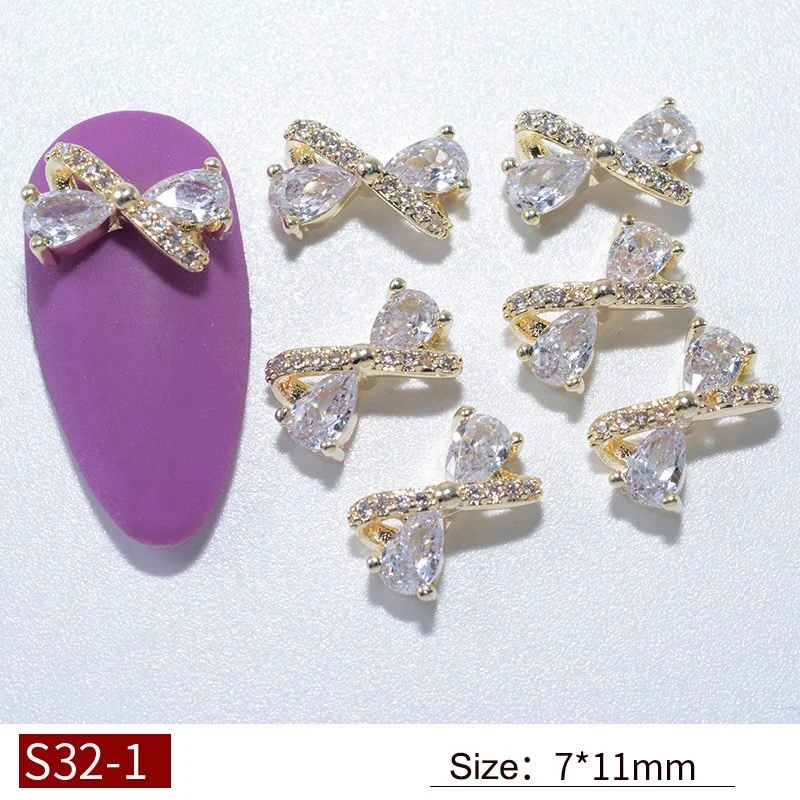 Nail Art Decoration Cat's Eye Stone Butterfly Designs 5Pcs/Set Exquisite Alloy Zircon Rhinestones Nail Tips Beauty Salons