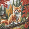 Diamond Painting-5D Full Round Drill Cat in the Woods(40*40 CM)