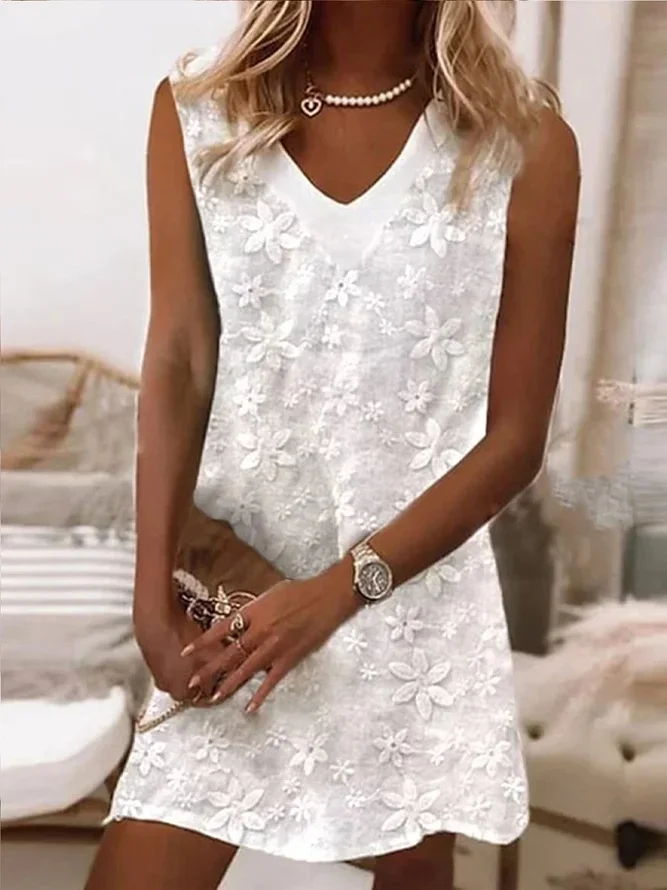 Fashion European and American embroidered lace vest dress