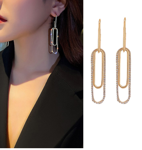 Geometric Long Chain Gold Earring