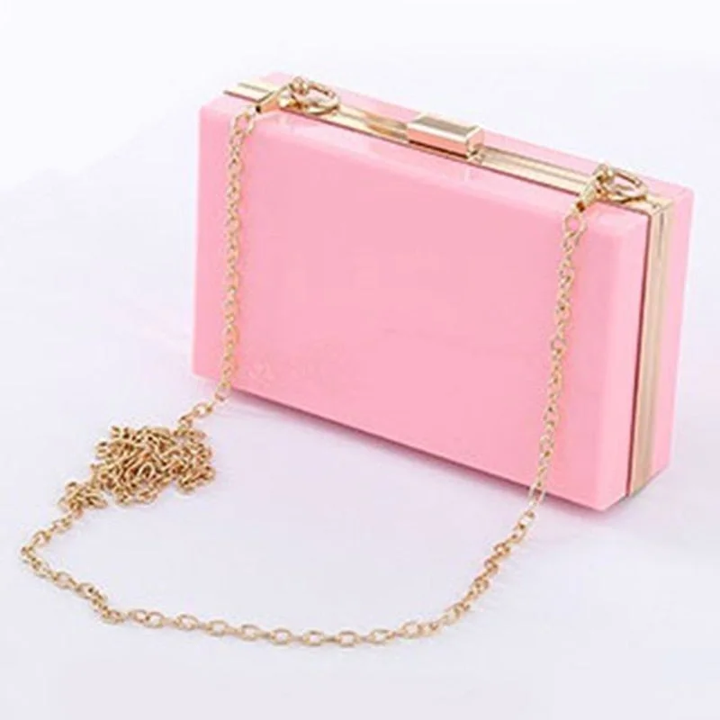 Transparent Ladies Bag 2021 Acrylic Color Box Brand Ladies Evening Dress Portable Messenger Bag Wedding Female Clutch Bag