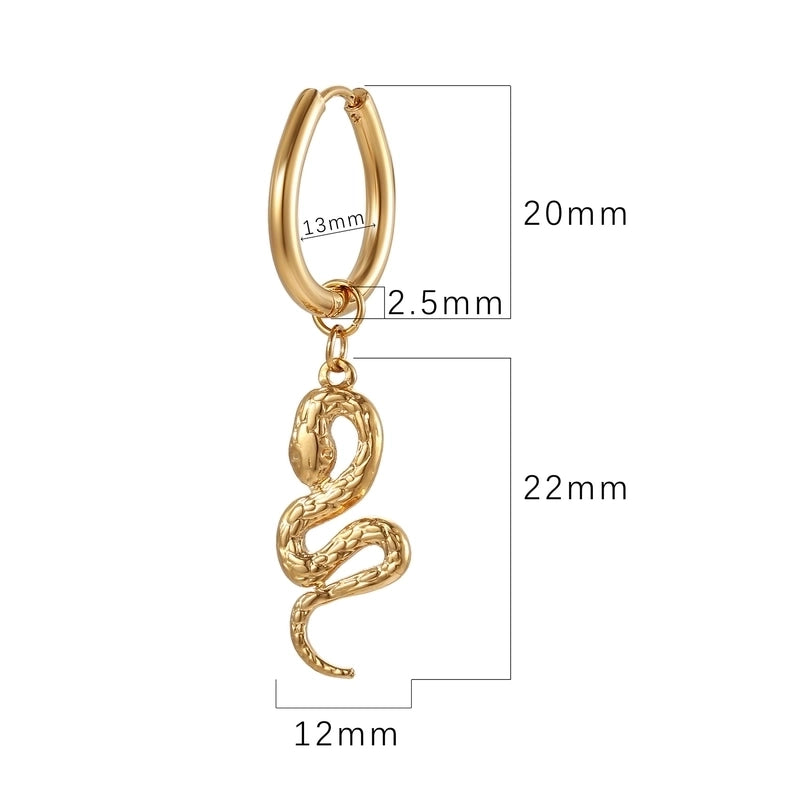 1 Pair Fashion Snake Plating 201 Stainless Steel 18K Gold Plated Dangling Earrings