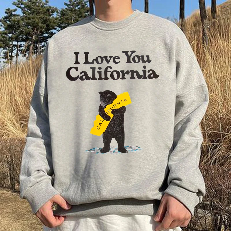 I Love You California Bear Printed All-match Sweatshirt