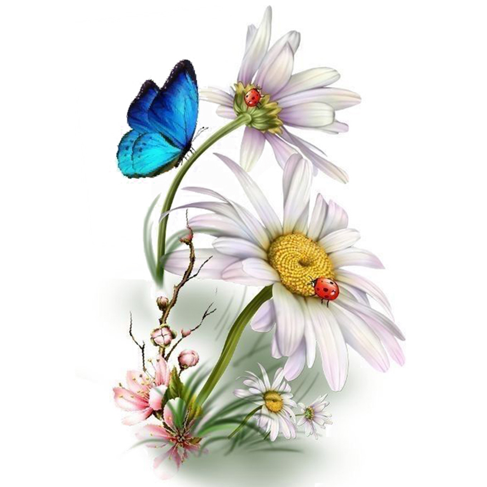 Butterflies And Daisies Full 18CT Pre-stamped Washable Canvas(30*35cm) Cross Stitch