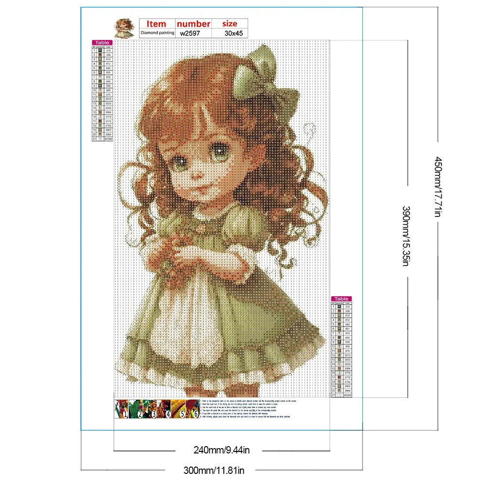 Full Round Diamond Painting 30*45cm - Little Girl