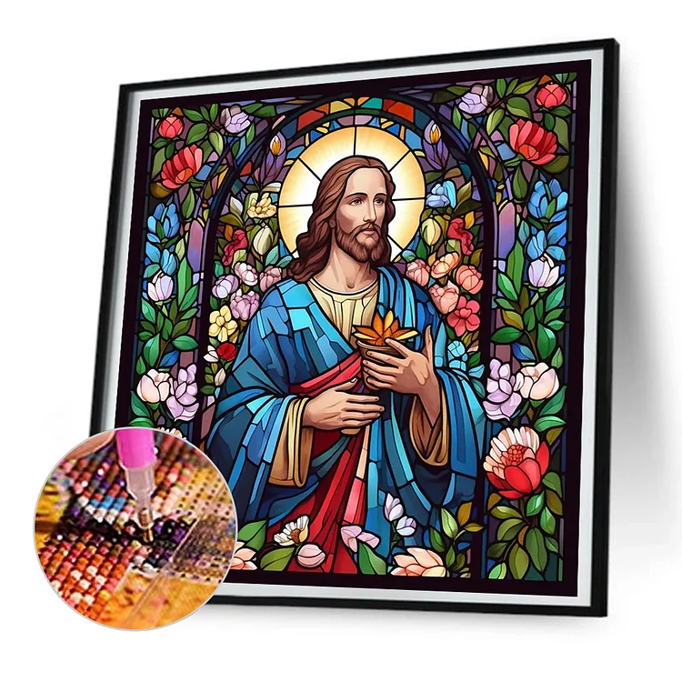 Stained Glass Jesus 5D DIY AB Diamond Painting Mosaic Embroidery
