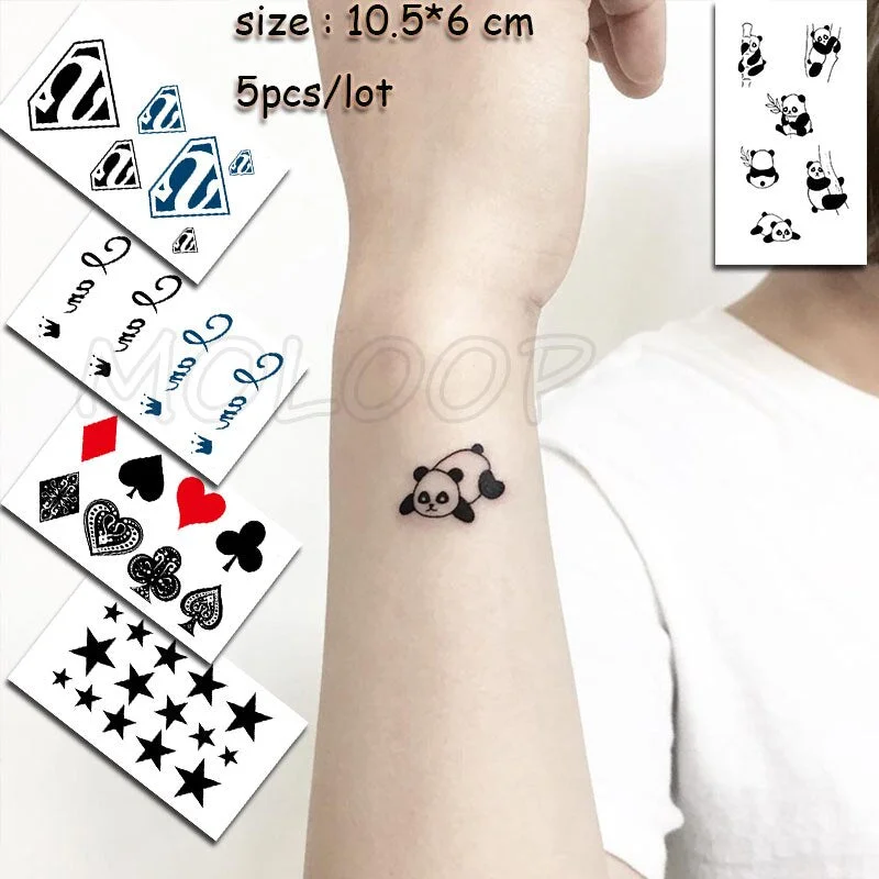 5 Pcs Temporary Tattoo Sticker Tree Bird Moon Sun Forest Waterproof Fake Tatto Water Transfer Tatoo Art for Kid Girl Woman Man