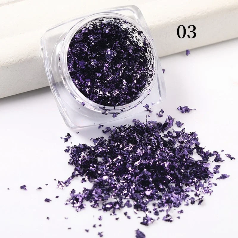 Aluminum Foil Sequins For Nails Gold Silver Irregular Glitter Flakes Mirror Chrome Powder Manicures Winter Decorations Tools