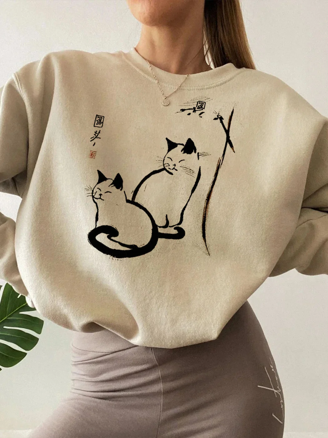 Japanese Art Cute Vintage Cats Print Sweatshirt / DarkAcademias /Darkacademias