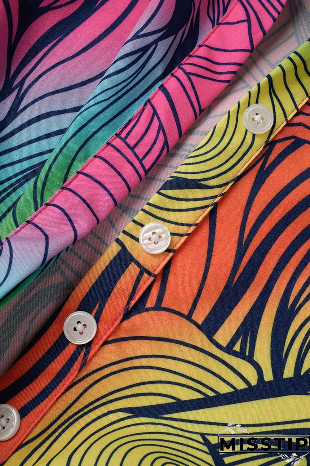 Cyan Casual Print Patchwork Buckle Fold Turndown Collar Long Dress Plus Size Dresses