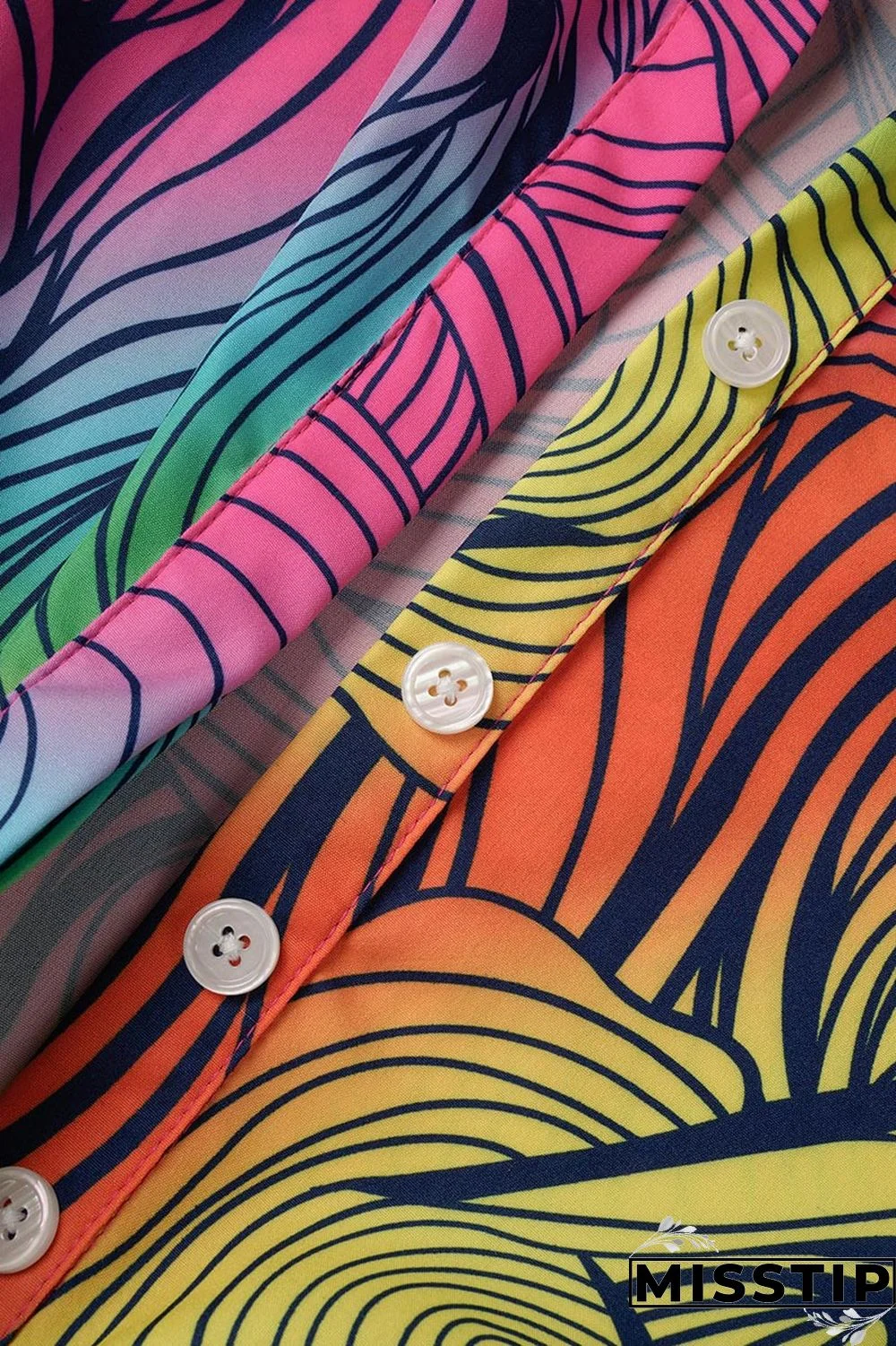 Cyan Casual Print Patchwork Buckle Fold Turndown Collar Long Dress Plus Size Dresses