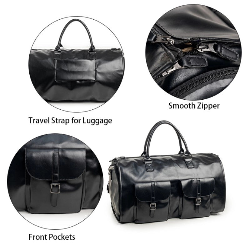 Unisex Elegant Basic Solid Color Pu Leather Travel Bags