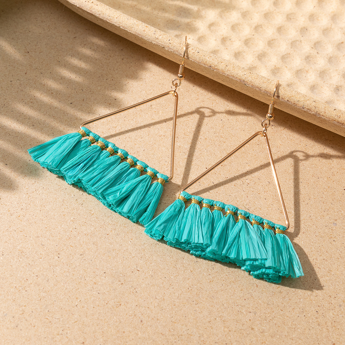 Women's Holiday Bohemian Style Raffia Braided Tassel Earrings