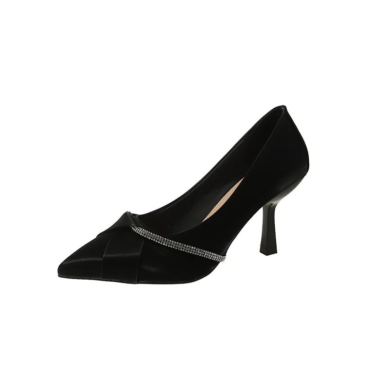 Tanguoant Tanguoant Shoes Female Spring And Autumn New Thin Heel Temperament White Wedding Wedding Shoes French Pointed Small Fragrant Wind Fashion Single Shoes Work