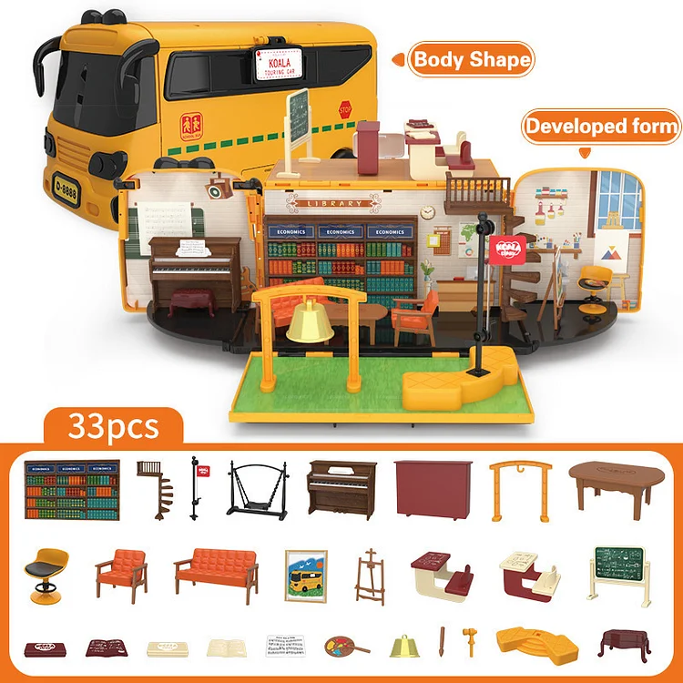 Children's Dollhouse School Bus Variety RV Children Simulation Toys